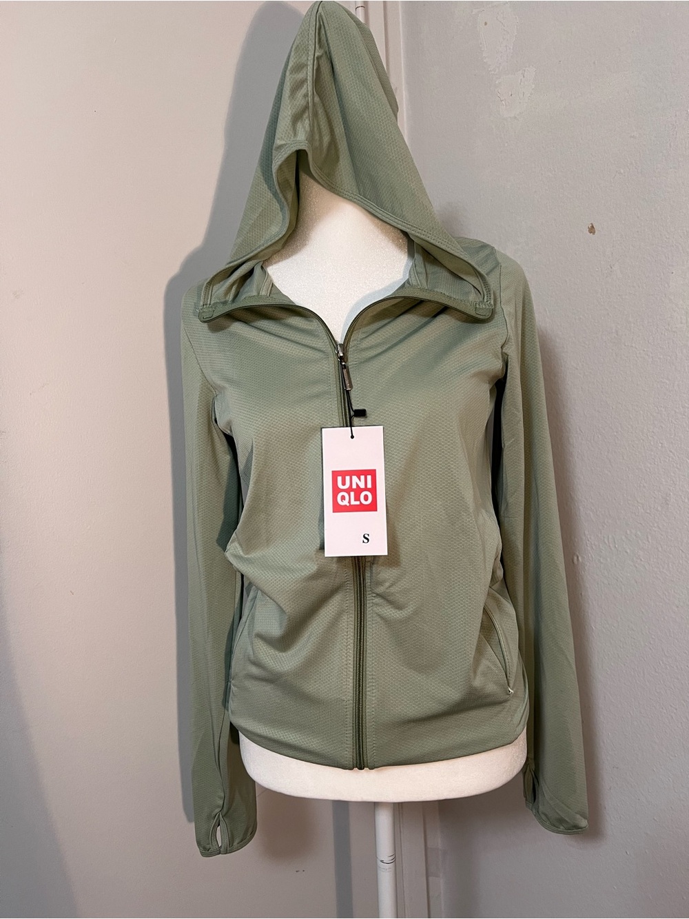 Uniqlo Light Sage Green Hooded Zip Jacket